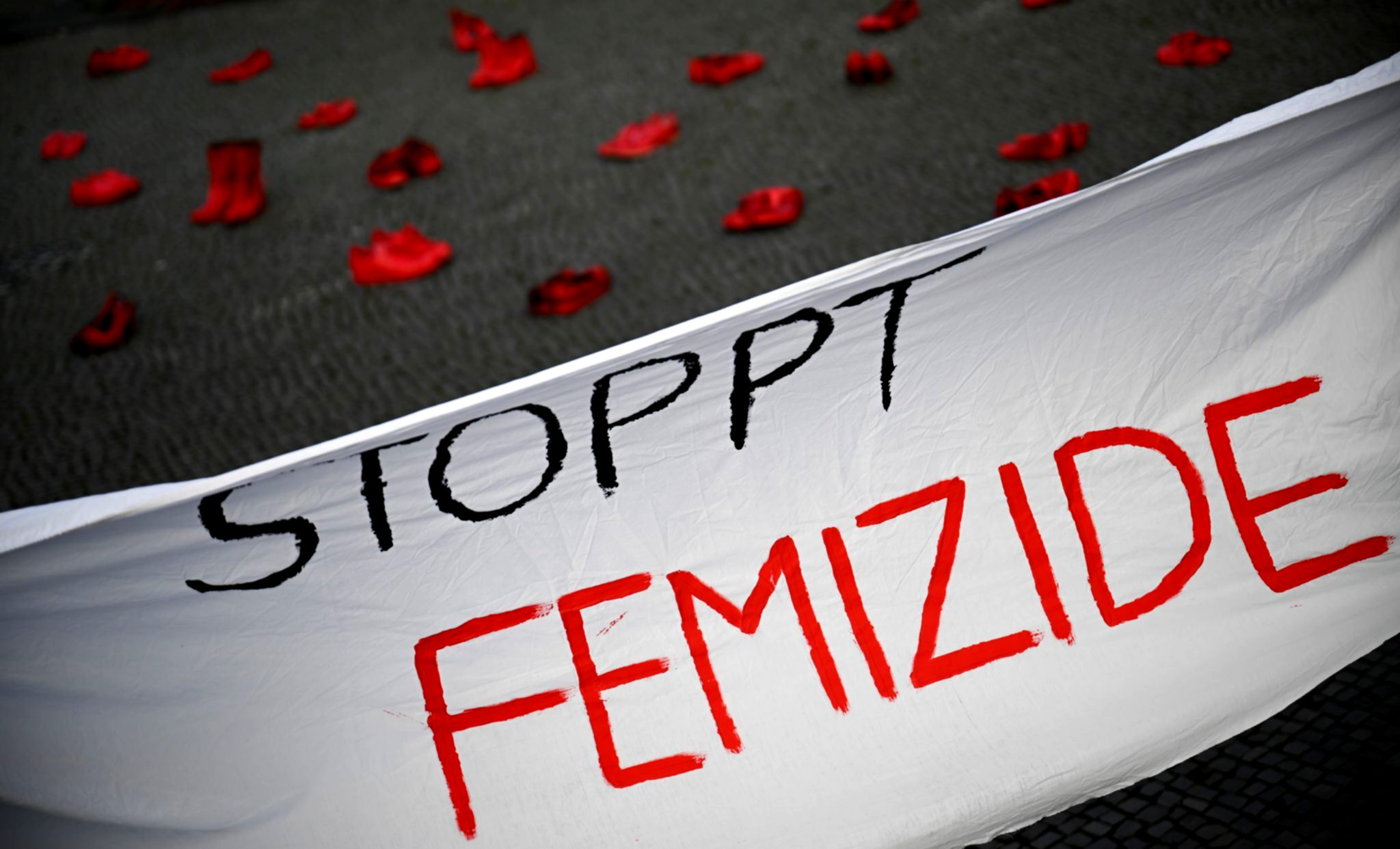 Demonstration fordert Schutz vor Femiziden.